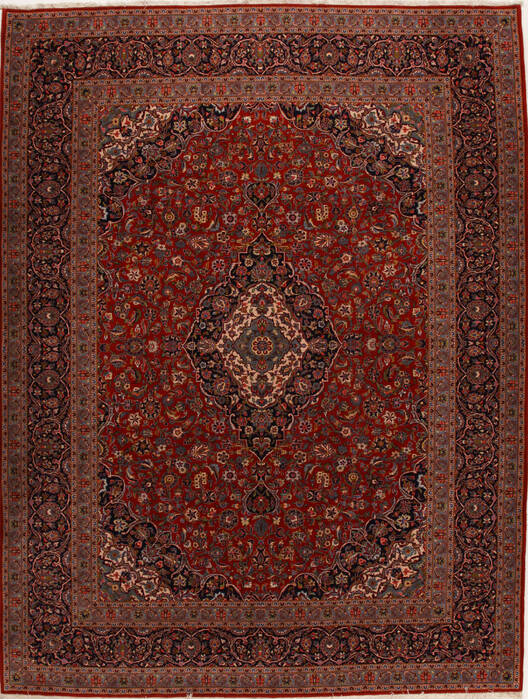 Kashan Red Hand Knotted 102 X 133  Area Rug 251-14265 Image 0