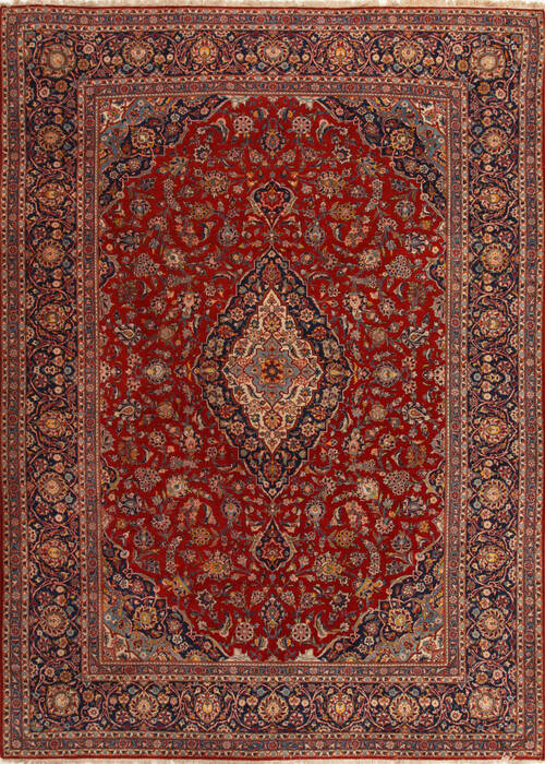 Kashan Red Hand Knotted 100 X 139  Area Rug 251-14287 Image 0