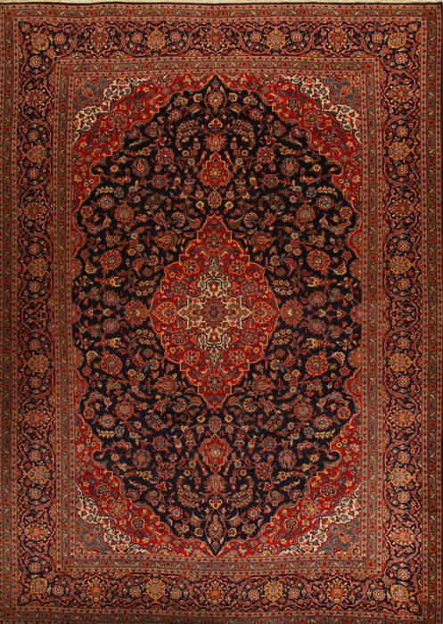 Mashad Blue Hand Knotted 103 X 145  Area Rug 251-14295 Image 0