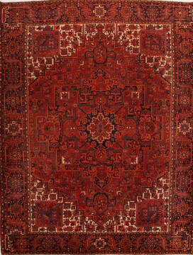 Persian Heriz Red Rectangle 10x13 ft Wool Carpet 14451