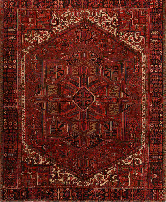 Heriz Red Hand Knotted 101 X 126  Area Rug 251-14458 Image 0