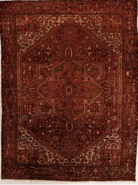 Persian Heriz Red Rectangle 10x13 ft Wool Carpet 14460