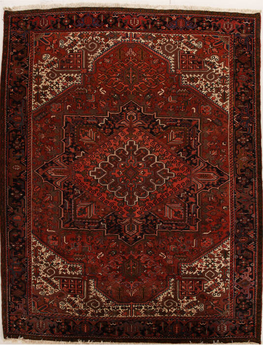 Heriz Red Hand Knotted 98 X 124  Area Rug 251-14473 Image 0