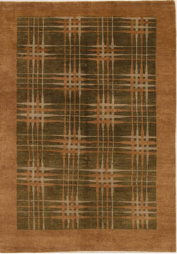 Pishavar Green Hand Knotted 4'7" X 6'6"  Area Rug 251-14499