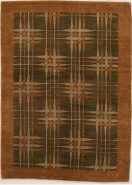 Pishavar Green Hand Knotted 4'8" X 6'5"  Area Rug 251-14508