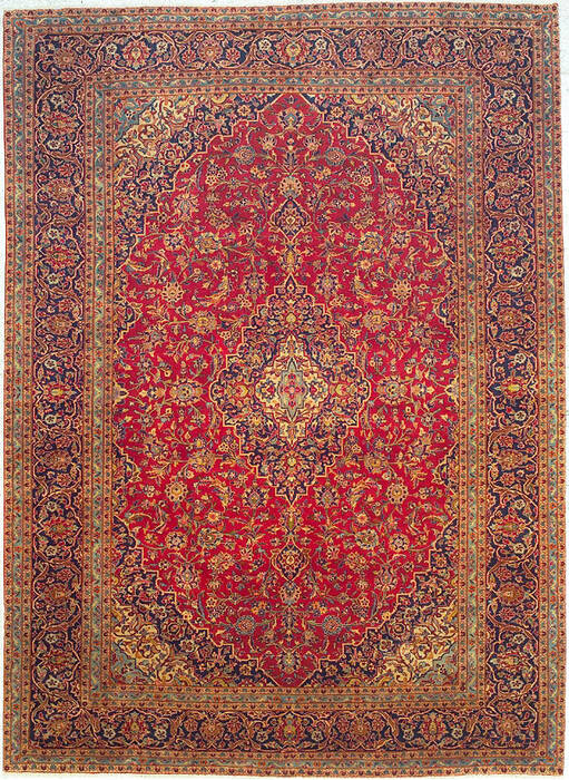 Kashan Red Hand Knotted 95 X 131  Area Rug 100-14712 Image 0