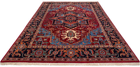 Heriz Red Hand Knotted 81 X 109  Area Rug 700-140014 Image 1