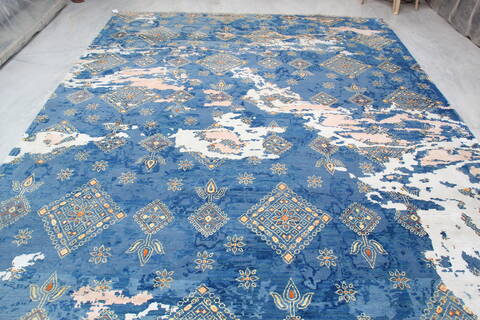 Jaipur Blue Hand Knotted 90 X 124  Area Rug 905-140032 Image 8