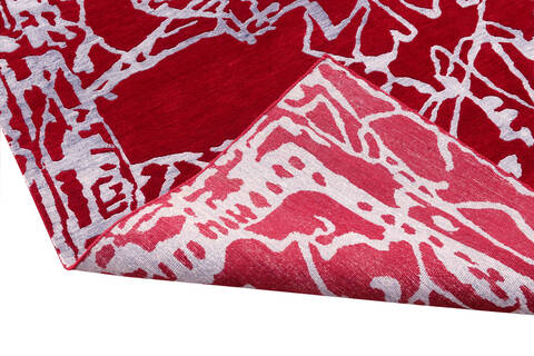 Modern-Contemporary Red Hand Knotted 80 X 100  Area Rug 902-140044 Image 3