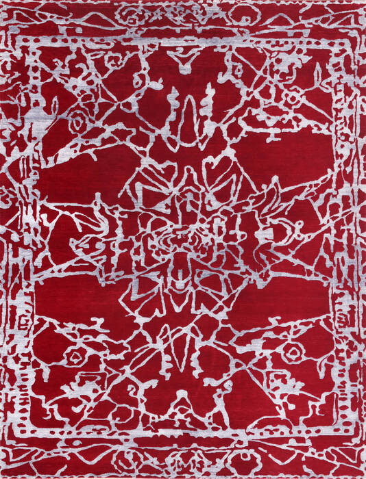 Modern-Contemporary Red Hand Knotted 80 X 100  Area Rug 902-140044 Image 0