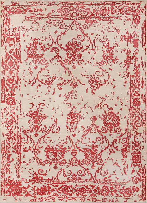 Modern-Contemporary Red Hand Knotted 86 X 116  Area Rug 902-140047 Image 0