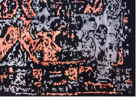Modern-Contemporary Black Hand Knotted 90 X 120  Area Rug 902-140050 Image 1