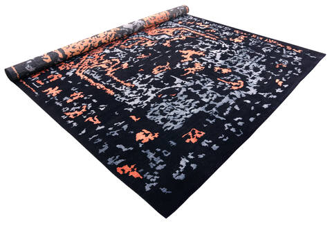 Modern-Contemporary Black Hand Knotted 90 X 120  Area Rug 902-140050 Image 2