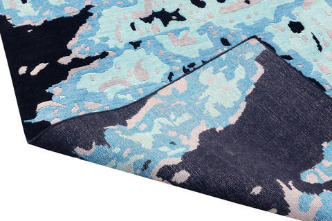 Modern-Contemporary Blue Hand Knotted 80 X 100  Area Rug 902-140052 Image 3