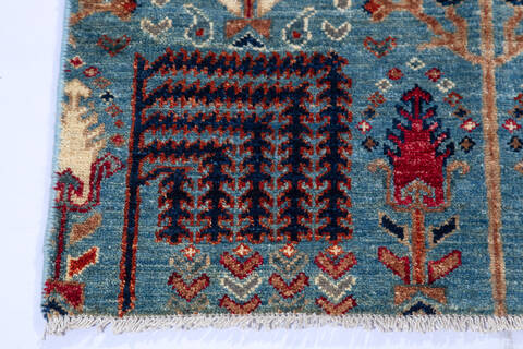 Chobi Blue Runner Hand Knotted 26 X 97  Area Rug 700-140441 Image 4