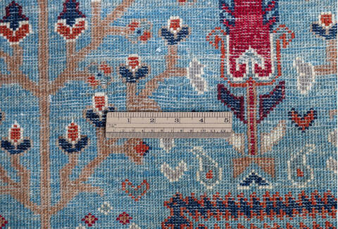 Chobi Blue Runner Hand Knotted 26 X 97  Area Rug 700-140441 Image 5