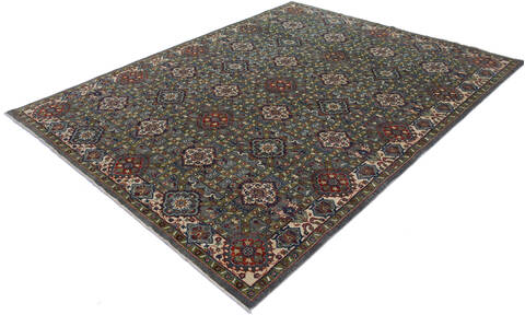 Chobi Green Hand Knotted 79 X 102  Area Rug 700-140455 Image 2