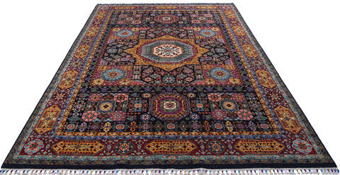 Chobi Black Hand Knotted 610 X 101  Area Rug 700-140458 Image 1