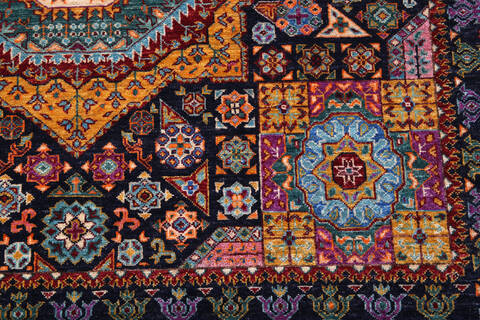 Chobi Black Hand Knotted 610 X 101  Area Rug 700-140458 Image 4
