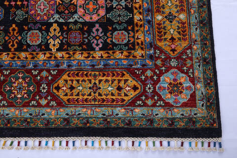 Chobi Black Hand Knotted 610 X 101  Area Rug 700-140458 Image 5