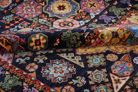 Chobi Black Hand Knotted 610 X 101  Area Rug 700-140458 Image 7