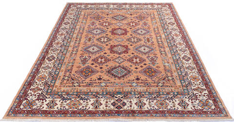 Kazak Orange Hand Knotted 80 X 95  Area Rug 700-143431 Image 1
