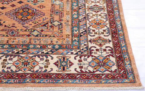 Kazak Orange Hand Knotted 80 X 95  Area Rug 700-143431 Image 4