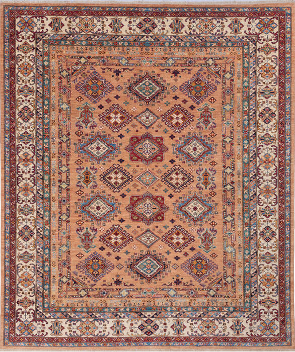 Kazak Orange Hand Knotted 80 X 95  Area Rug 700-143431 Image 0