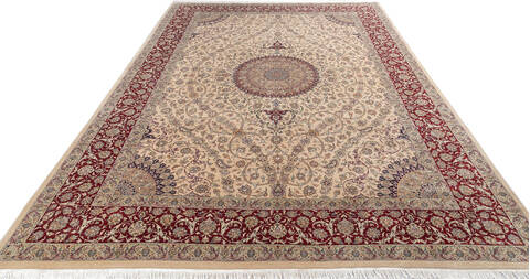Pak-Persian Beige Hand Knotted 911 X 141  Area Rug 700-143437 Image 1