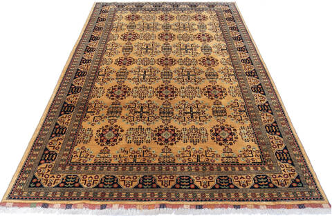 Khan Mohammadi Yellow Hand Knotted 66 X 98  Area Rug 700-143460 Image 1
