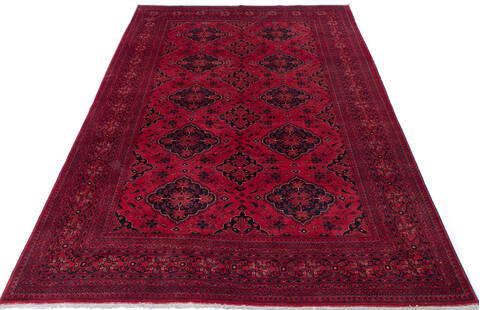 Khan Mohammadi Red Hand Knotted 67 X 99  Area Rug 700-143478 Image 1