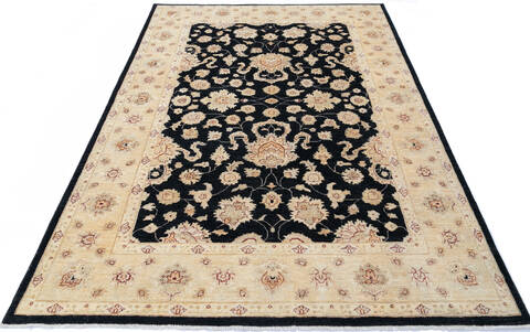 Chobi Black Hand Knotted 66 X 95  Area Rug 700-143525 Image 1