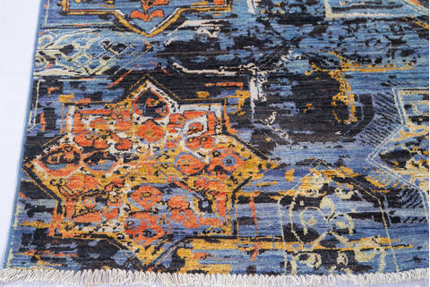 Modern Multicolor Hand Knotted 411 X 68  Area Rug 700-144882 Image 2