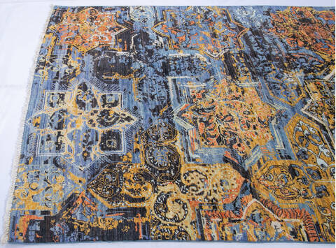 Modern Multicolor Hand Knotted 411 X 68  Area Rug 700-144882 Image 4