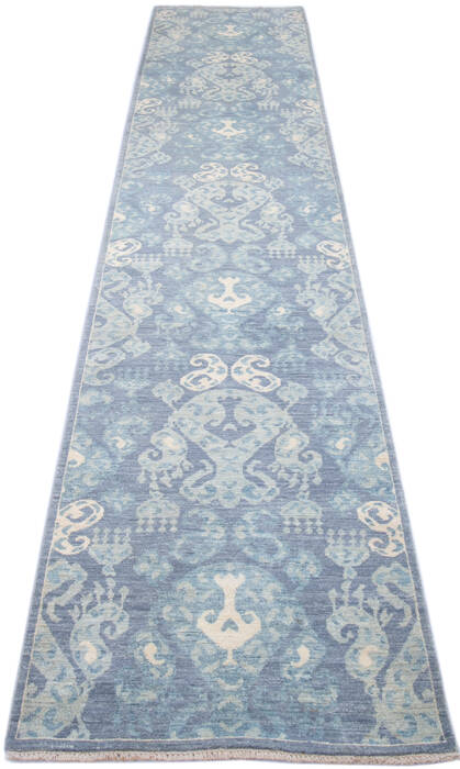 Chobi Blue Runner Hand Knotted 26 X 125  Area Rug 700-144885 Image 1