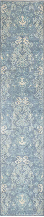 Chobi Blue Runner Hand Knotted 26 X 125  Area Rug 700-144885 Image 0