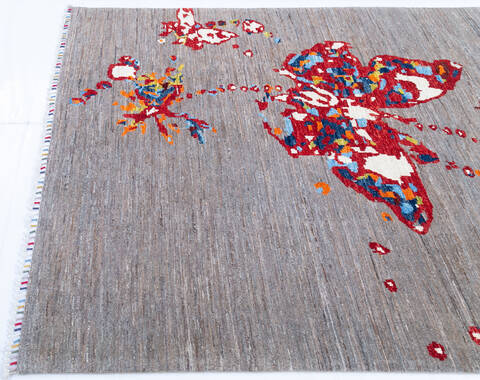 Chobi Grey Hand Knotted 53 X 66  Area Rug 700-144916 Image 5