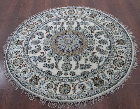 Nain Beige Round Hand Knotted 80 X 80  Area Rug 902-144962 Image 1