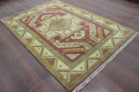 Geometric Purple Hand Knotted 57 X 78  Area Rug 902-144968 Image 1