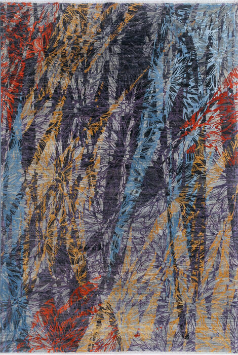 Modern Multicolor Hand Knotted 68 X 99  Area Rug 700-145025 Image 0