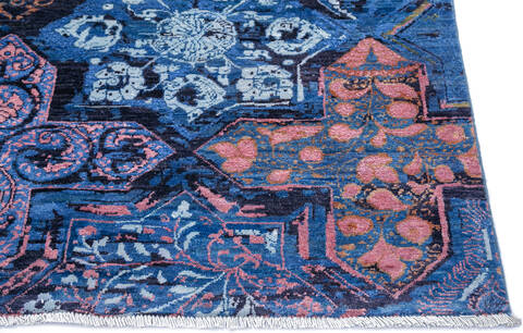 Modern Blue Hand Knotted 91 X 120  Area Rug 700-145027 Image 4