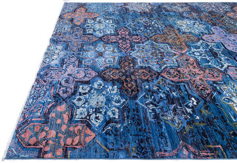 Modern Blue Hand Knotted 91 X 120  Area Rug 700-145027 Image 5