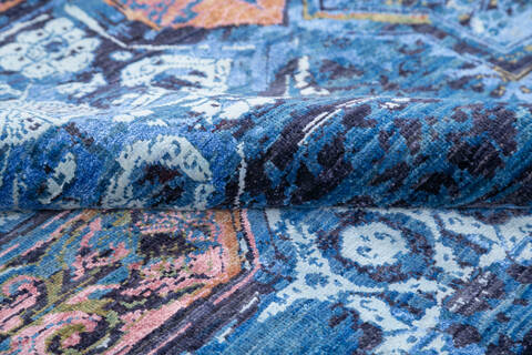 Modern Blue Hand Knotted 91 X 120  Area Rug 700-145027 Image 6