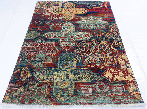 Modern Red Hand Knotted 40 X 60  Area Rug 700-145031 Image 1
