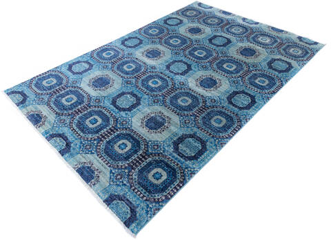 Chobi Blue Hand Knotted 68 X 910  Area Rug 700-145032 Image 2