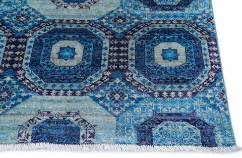 Chobi Blue Hand Knotted 68 X 910  Area Rug 700-145032 Image 5