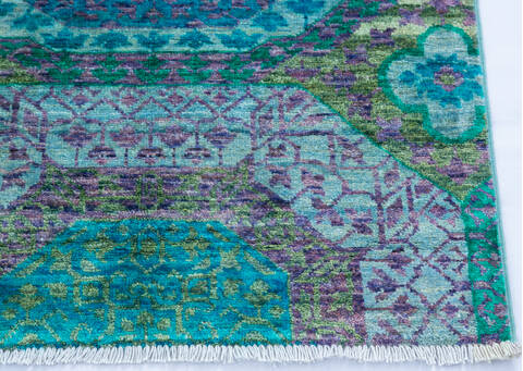 Chobi Green Runner Hand Knotted 26 X 99  Area Rug 700-145067 Image 4