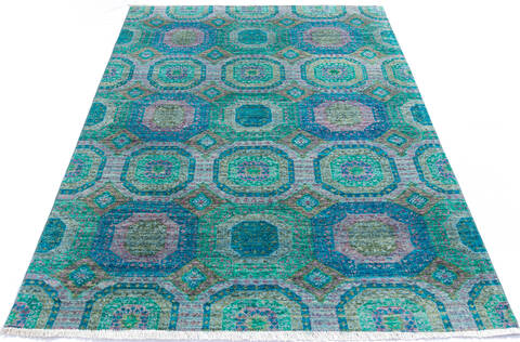 Chobi Green Hand Knotted 57 X 80  Area Rug 700-145070 Image 1