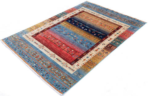 Chobi Multicolor Hand Knotted 56 X 82  Area Rug 700-145107 Image 2