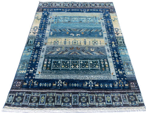 Chobi Blue Hand Knotted 41 X 511  Area Rug 700-145118 Image 1